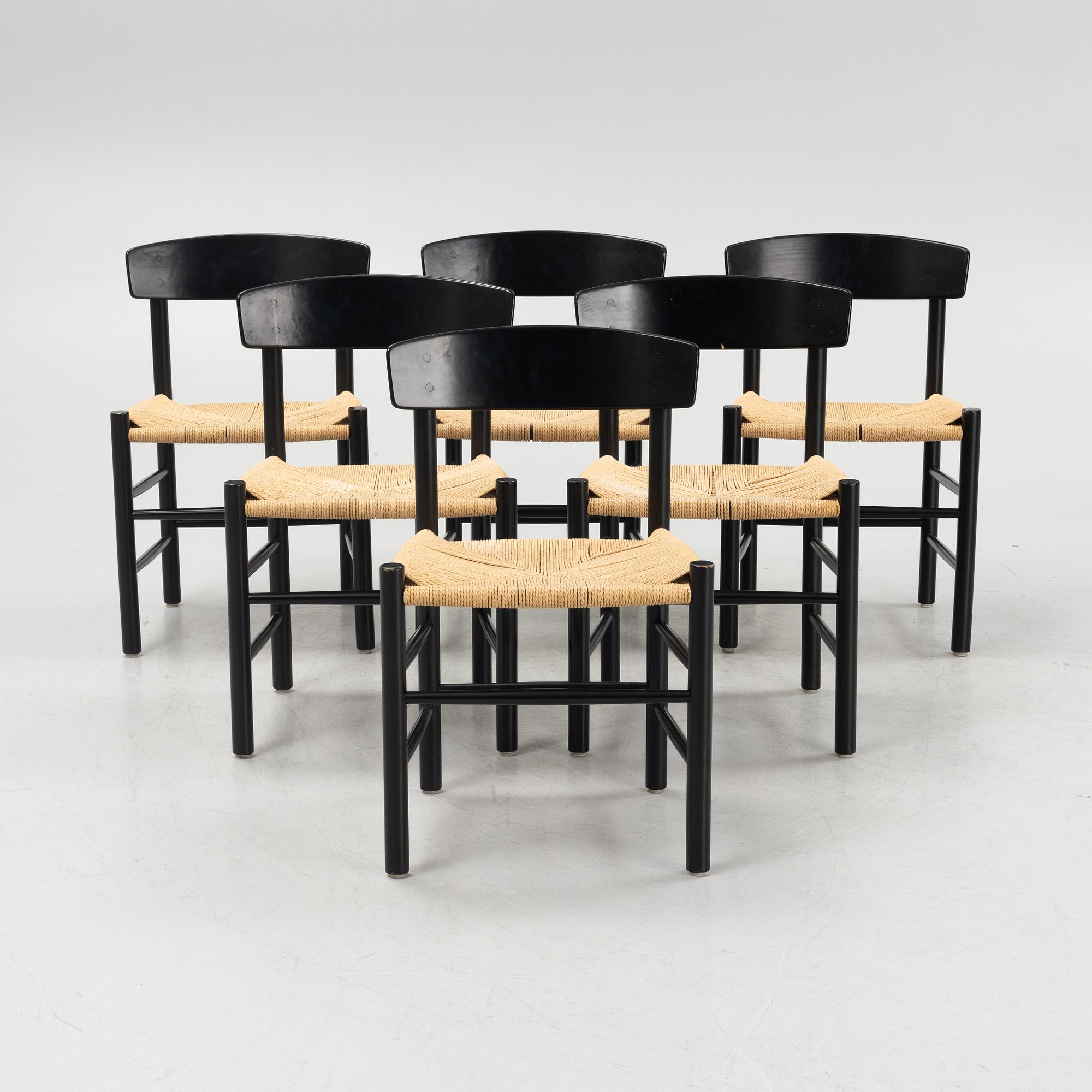 Børge Mogensen, six "J39" chairs, Denmark.