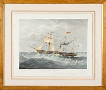 LITOGRAFISKA TRYCK, 2 st, bl a efter W J Huggins, 1800-/1900-tal.