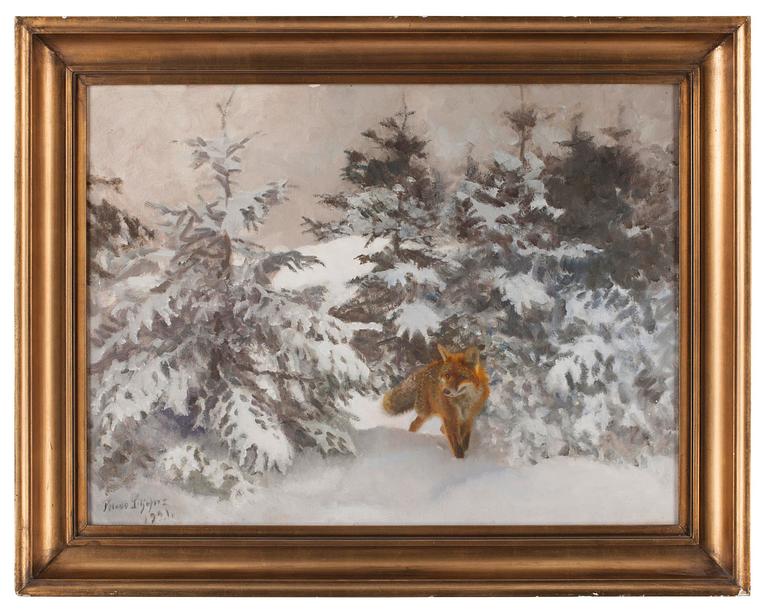 Bruno Liljefors, Fox in winter landscape.