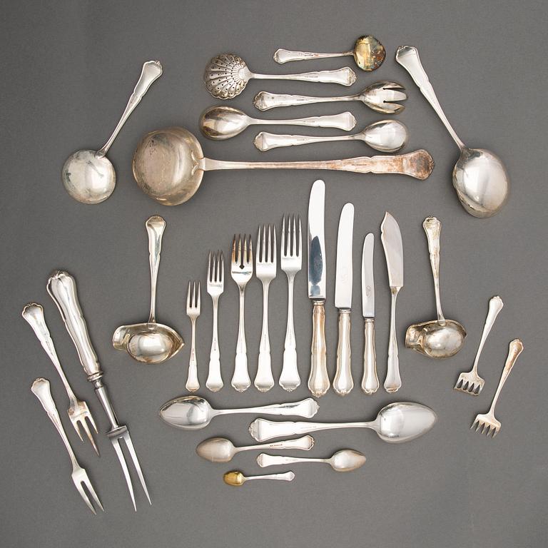 A 173-piece set of 'Chippendale' silver cutlery, Hopeakeskus, Hämeenlinna, Finland 1938-1947.