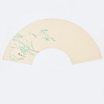 Olika konstnärer, färgträsnitt, sk "fan prints", 17 st, Japan, 1900-tal.