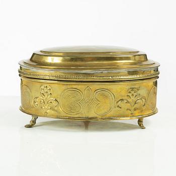 A repousse brass sugar boxby H. H. Werner (master in Jönköping, fl. 1703-1790).