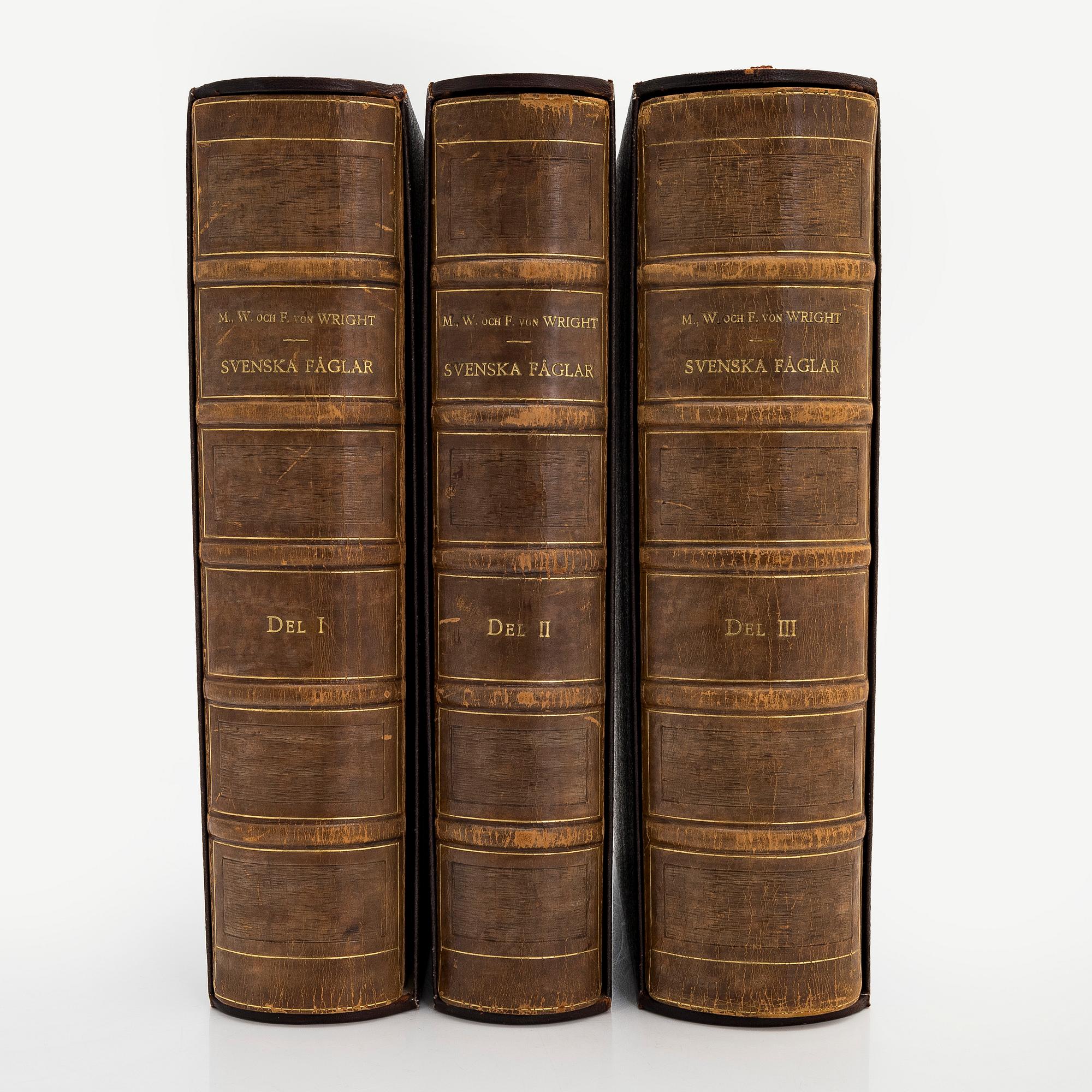 Bibliofilupplagan 3 volymer av von Wright: Svenska fåglar.