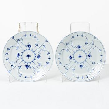 Royal Copenhagen, Three pairs of 'Blue fluted' porcelain plates, 'Musselmalet', second part of the 1900s.