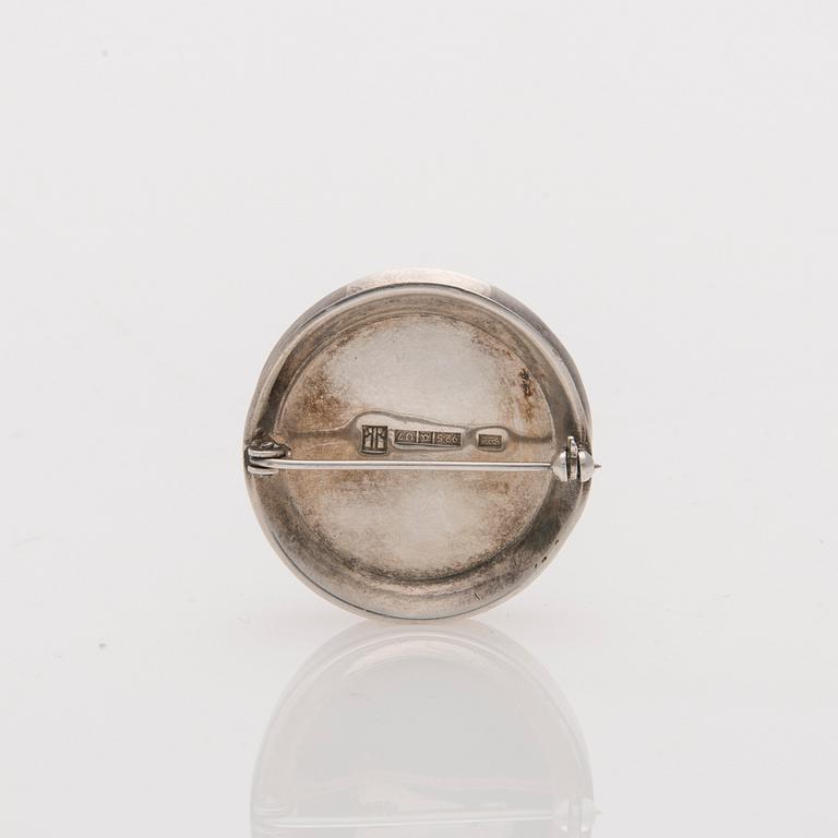 BROSCH, Kaunis Koru, kalcedon, sterlingsilver 1973.