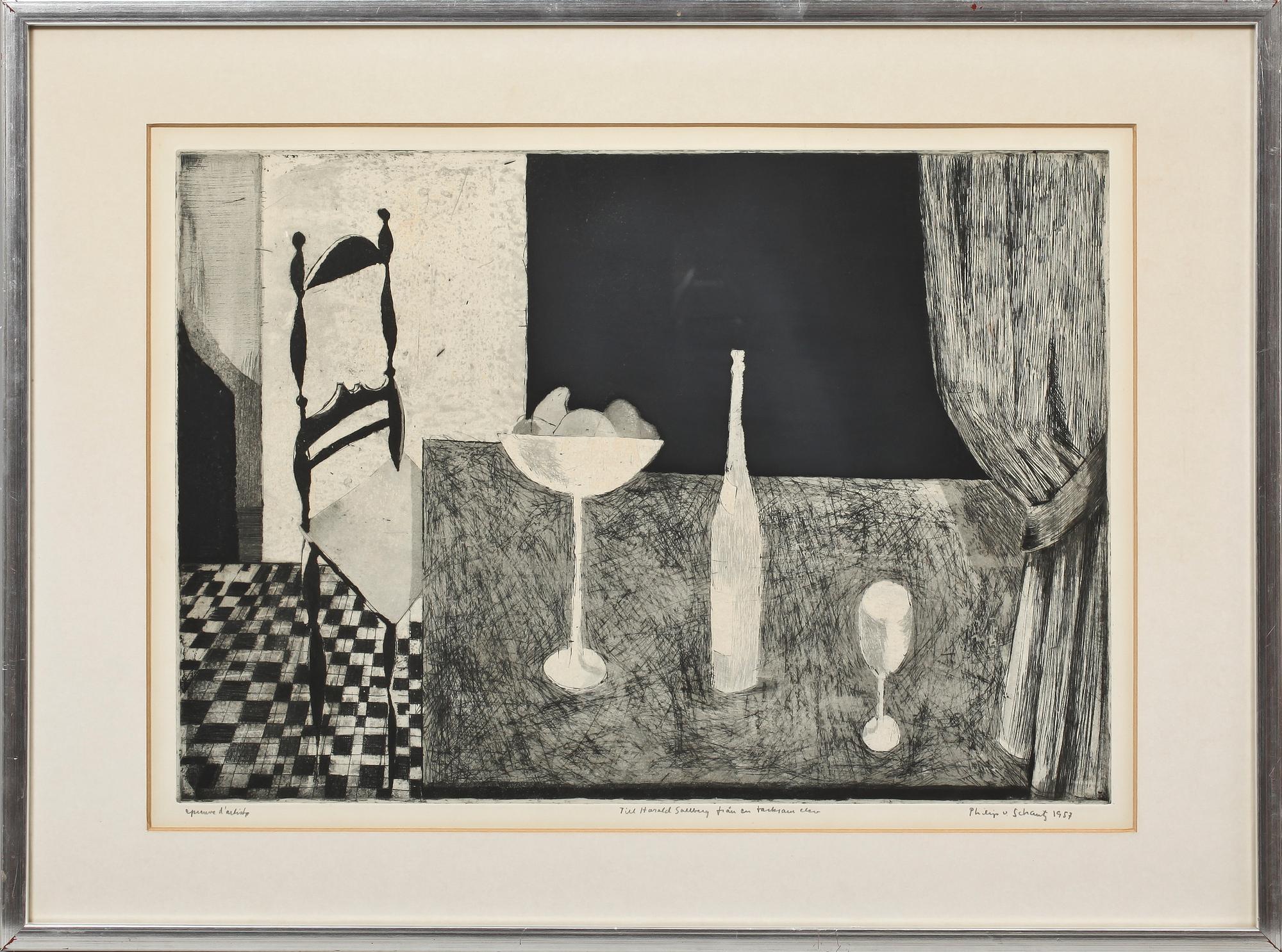 PHILIP VON SCHANTZ, litografi, sign, dat 1957 o numr EP.