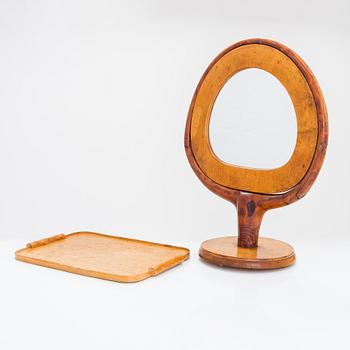 20th century mirror and tray.