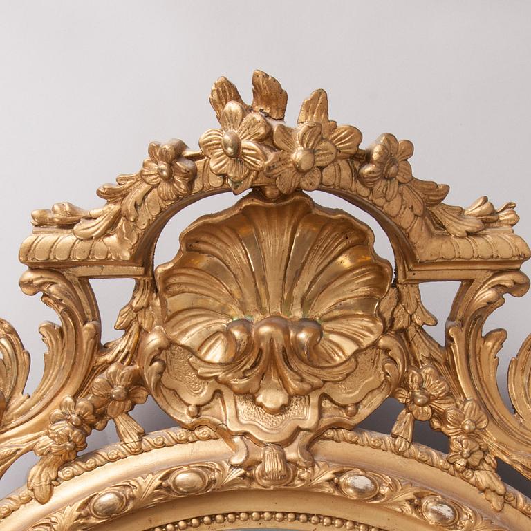 SPEGEL samt KONSOLBORD, rokokostil, sent 1800-tal.