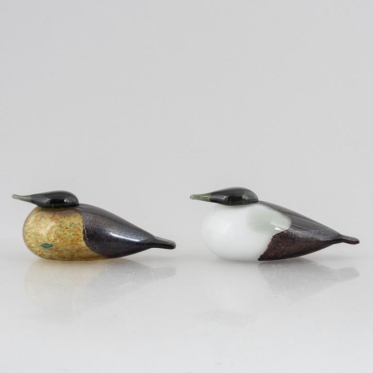 Oiva Toikka, glasfåglar, 2 st, Nuutajärvi, Notsjö, Finland.