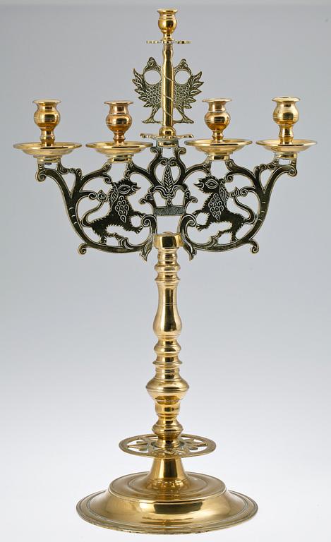 KANDELABER, mässing, tidigt 1900-tal.