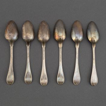 6 swedish silver dessert spoons, mark of Pehr Zethelius, Stockholm 1799.