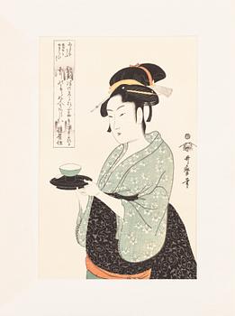 Kitagawa Utamaro, efter, färgträsnitt, 6st, Japan, 1900-talets andra hälft.