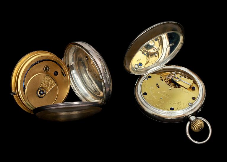 HERRFICKUR, 2 st, silver, England, omkring år 1900.