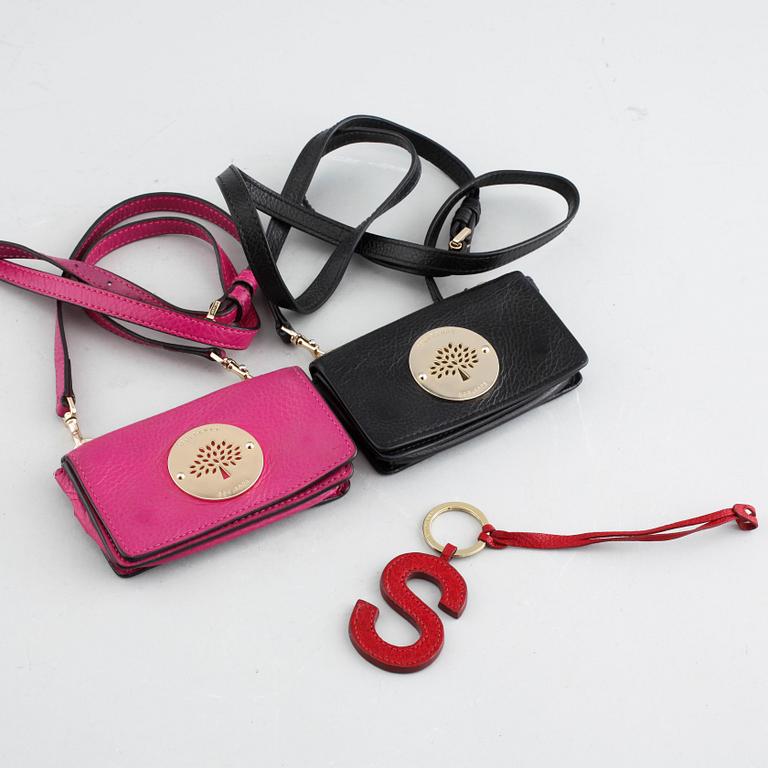 Two mobile cases named "Daria Mini Messenger" and a keyring from Mulberry.