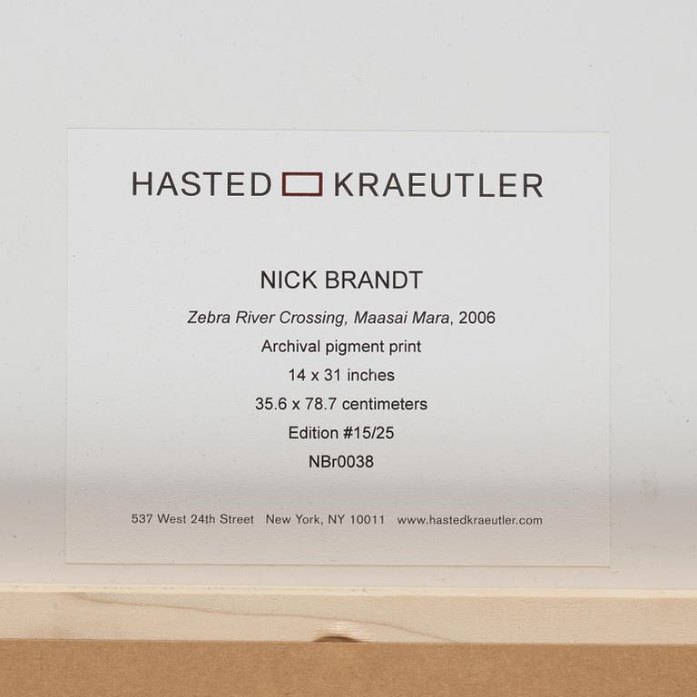 Nick Brandt, "Zebra River Crossing, Masai Mara, 2006".