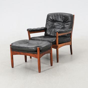 Armchair with footstool by G-möbel, 1970s.