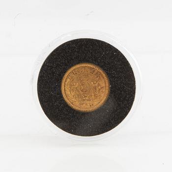 Guldmynt Sverige, Oscar II 5 kr, 1881.