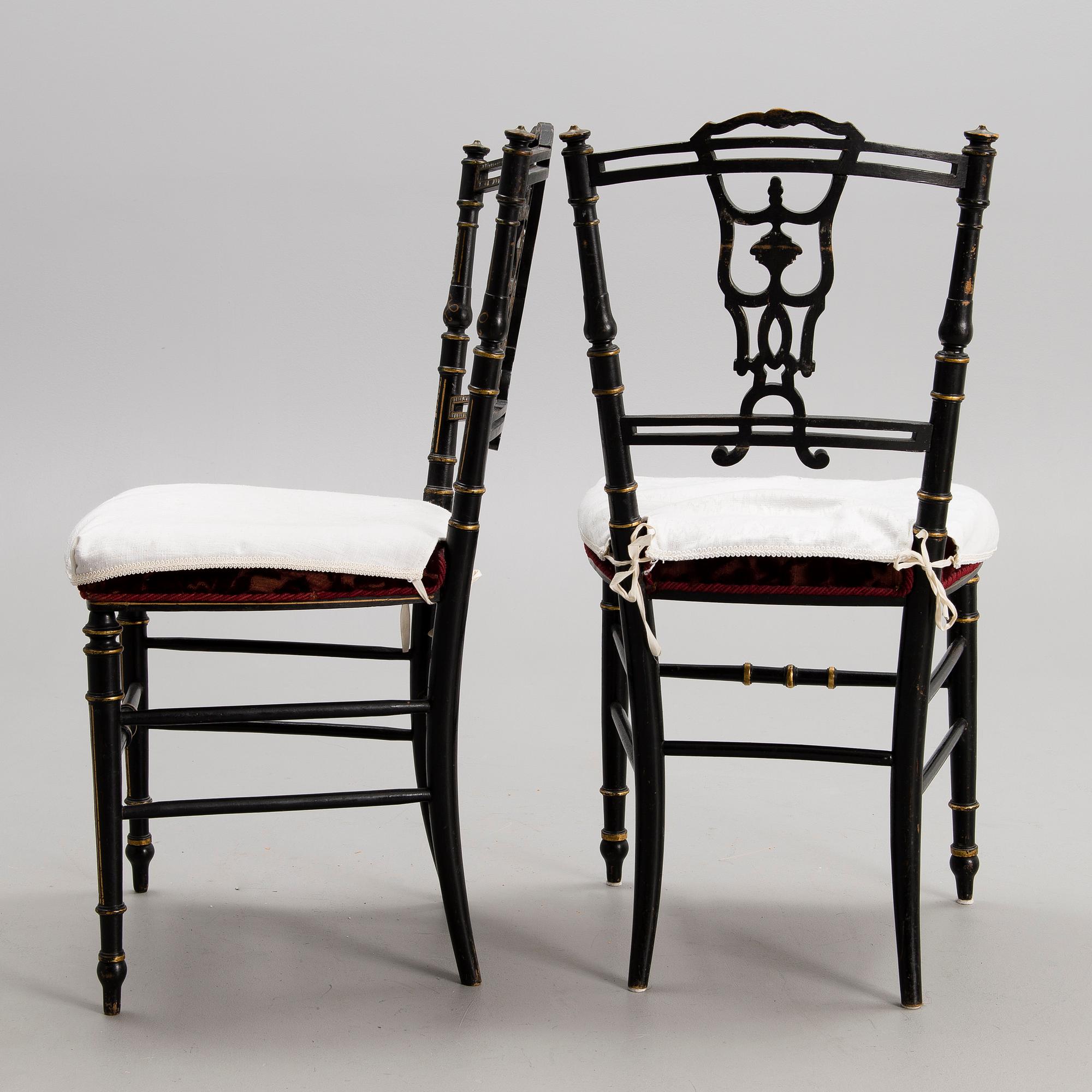 A pair of late 19th century Chinese chairs.