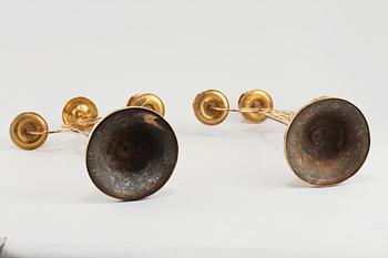 KANDELABRAR, ett par, mässing, jugend, 1900-talets första hälft.