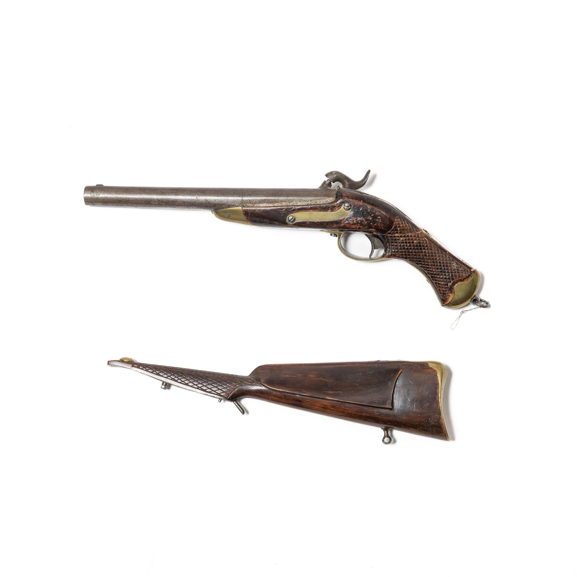 Slaglåspistol, m/1850 flankör, med löskolv.