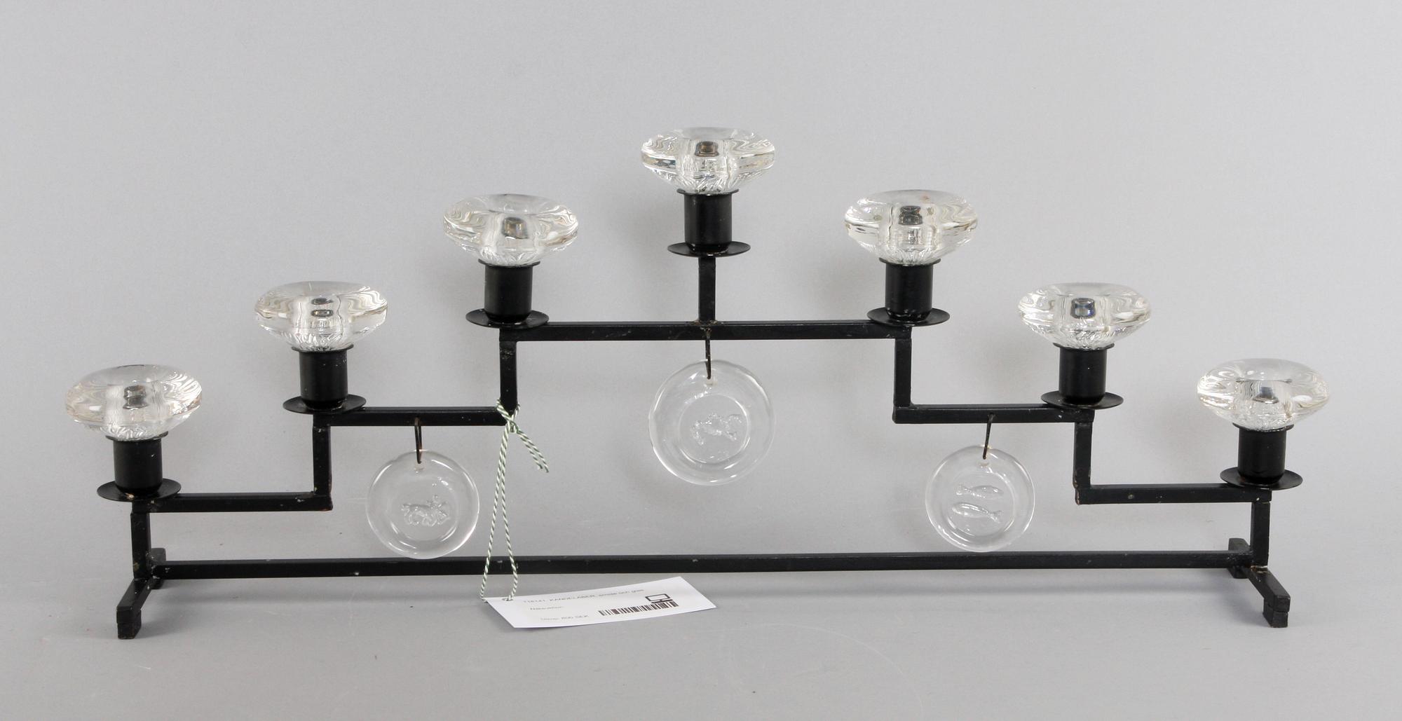 KANDELABER, smide och glas.