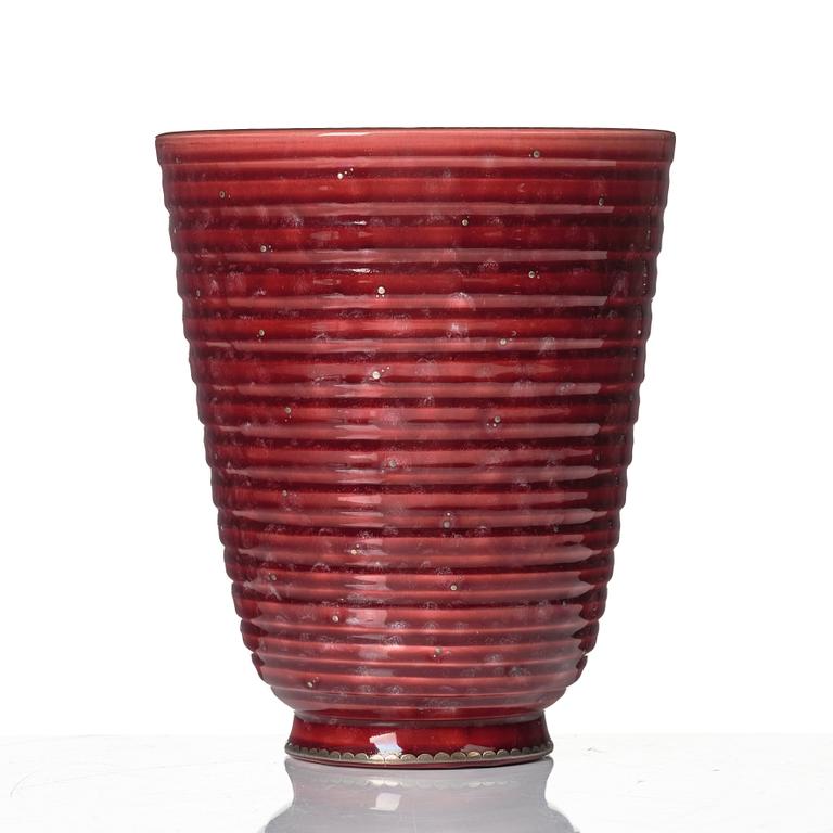 Wilhelm Kåge, Two Argenta stoneware vases and a bowl, Gustavsberg.