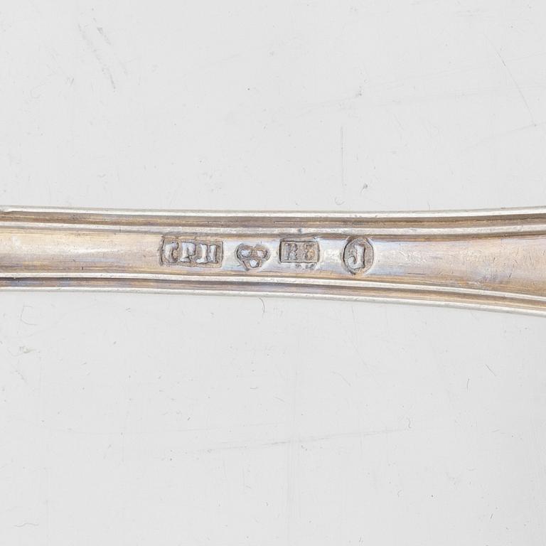 claes Peter Hedin, twelve silver tea spoons, Sweden, 1867-71.