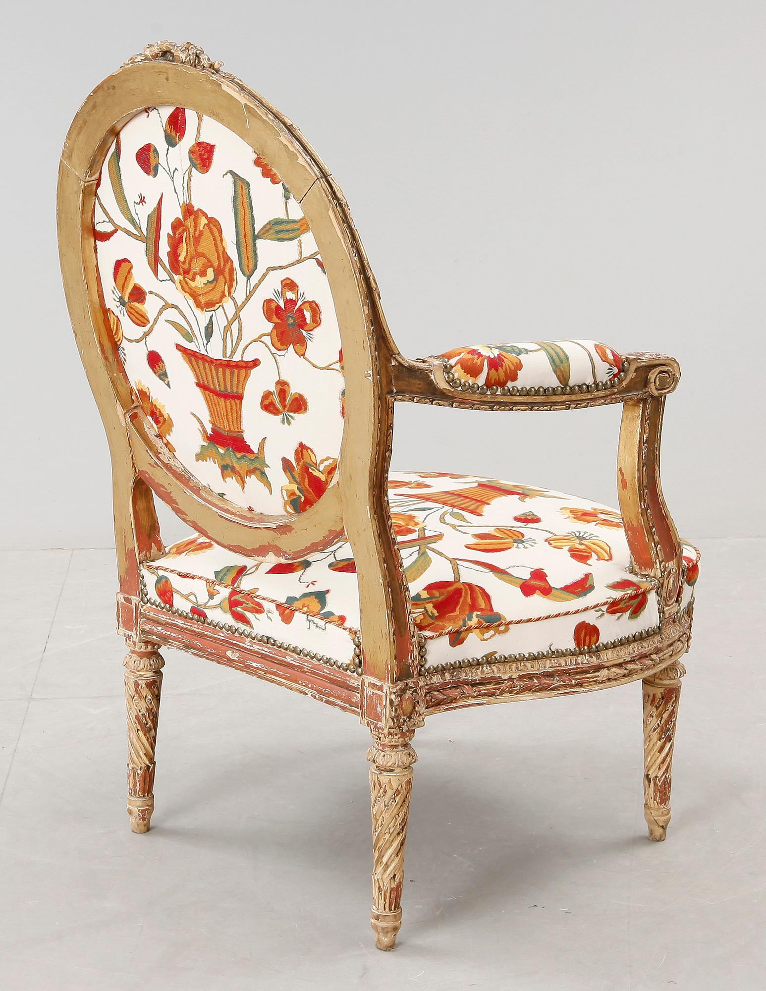 KARMSTOL, Louis XVI-stil, omkring 1900.