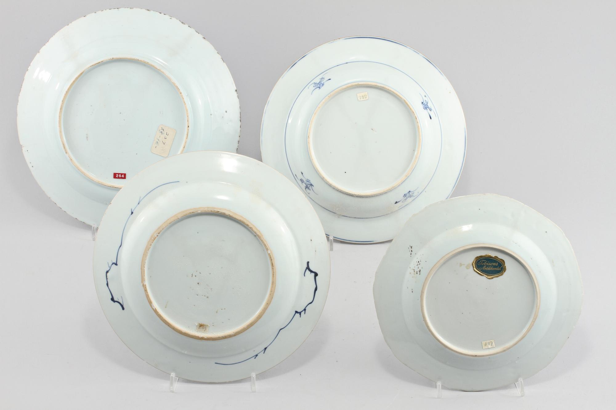 TALLRIKAR, 4 st, porslin, Kina, 1700/1800-tal.