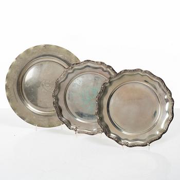 Three silver dishes, Sweden, 1910-32.