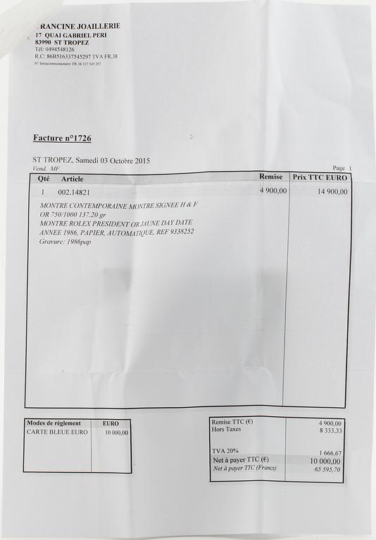 ROLEX, Oyster Perpetual, Day-Date (Swiss Made), Chronometer, wristwatch, 36 mm.