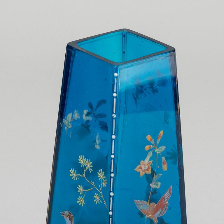 A French Art Nouveau paitned glass vase around 1890.