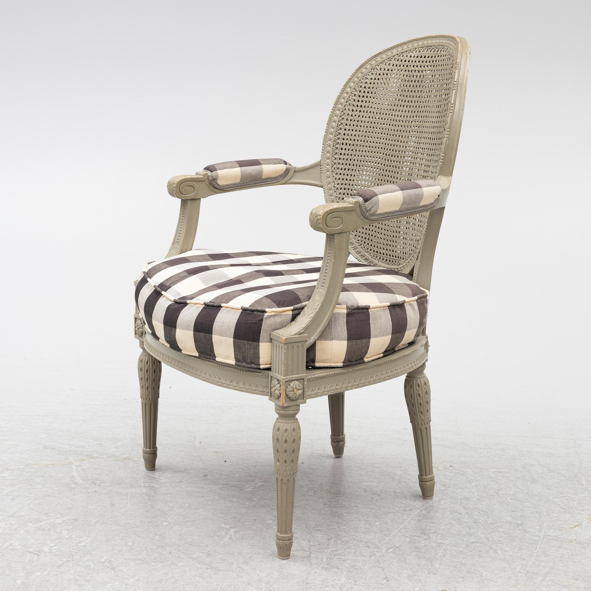 Salongsmöbel, 6 delar, gustaviansk stil, 1900-tal.