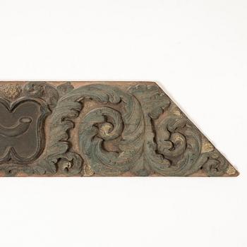A Swedish carved baroque ornament, early 18th century.