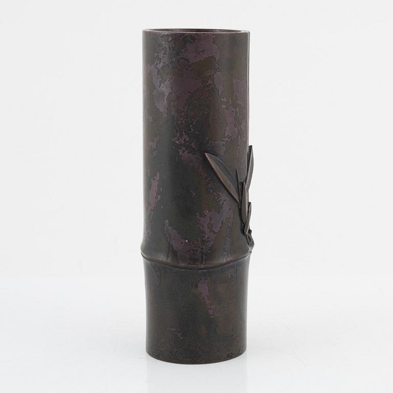 A Japanese bronze vase, 20th Century. With seal mark.