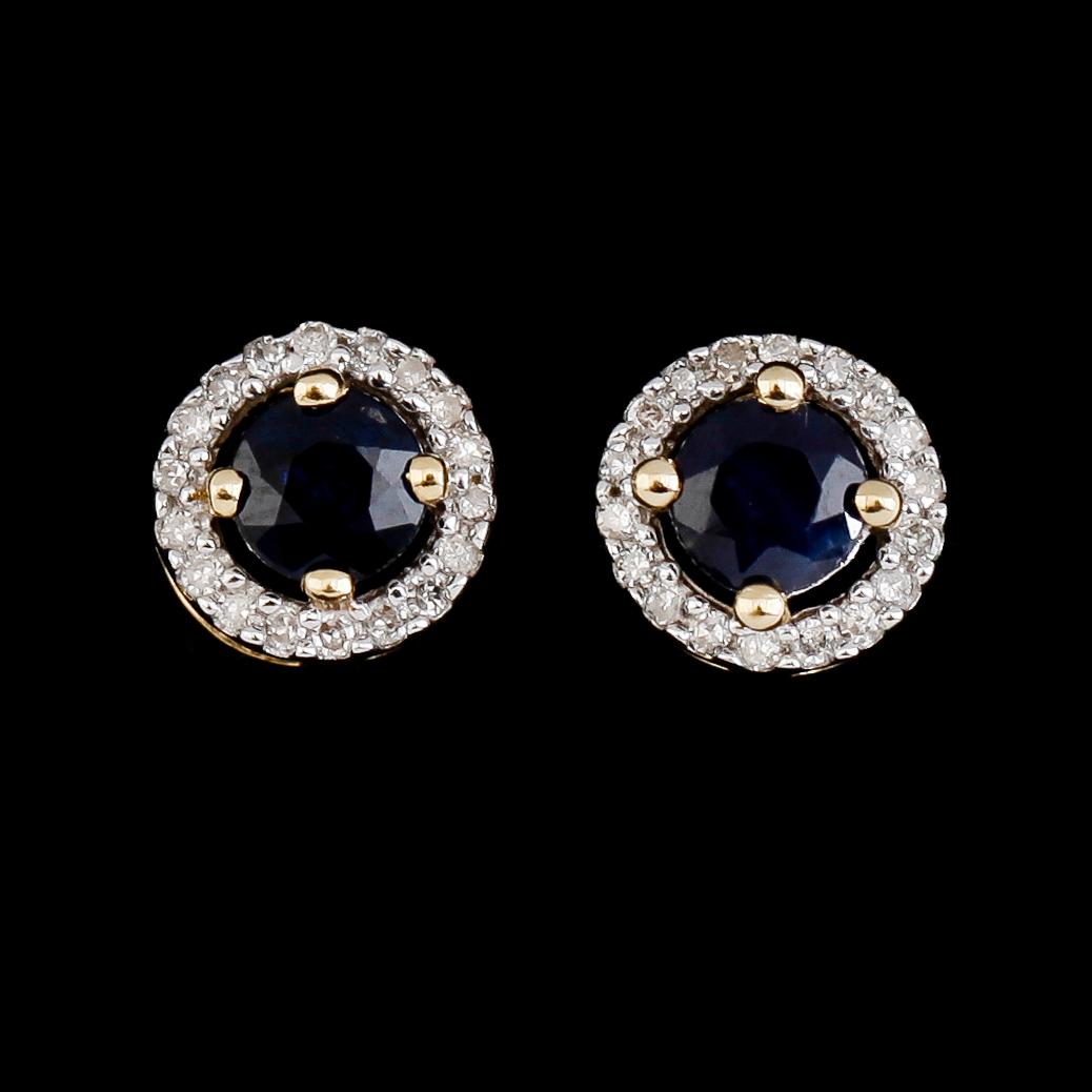 ÖRHÄNGEN, 1 par, 14K guld, diamanter tot ca 0.10 ct, safirer.