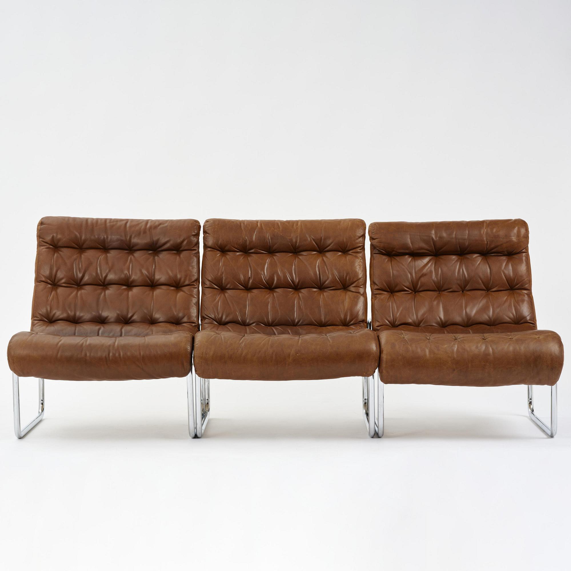 Bruno Mathsson, fåtöljer/soffmoduler, tre stycken, "Sonja", Dux, 1970-tal.
