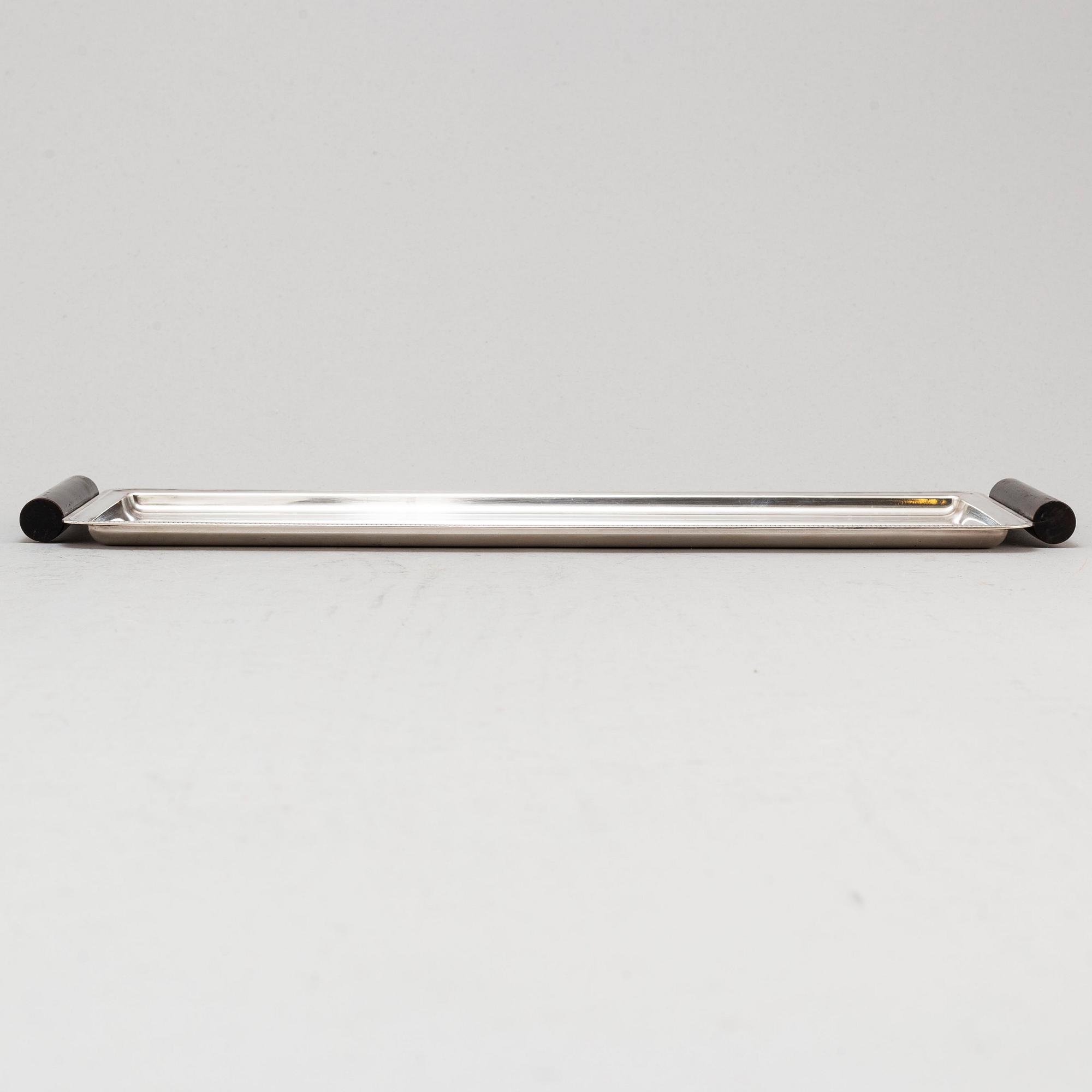 FOLKE ARSTRÖM, cocktailglas, 6 st, samt  bricka, nysilver, 1930/40-tal.