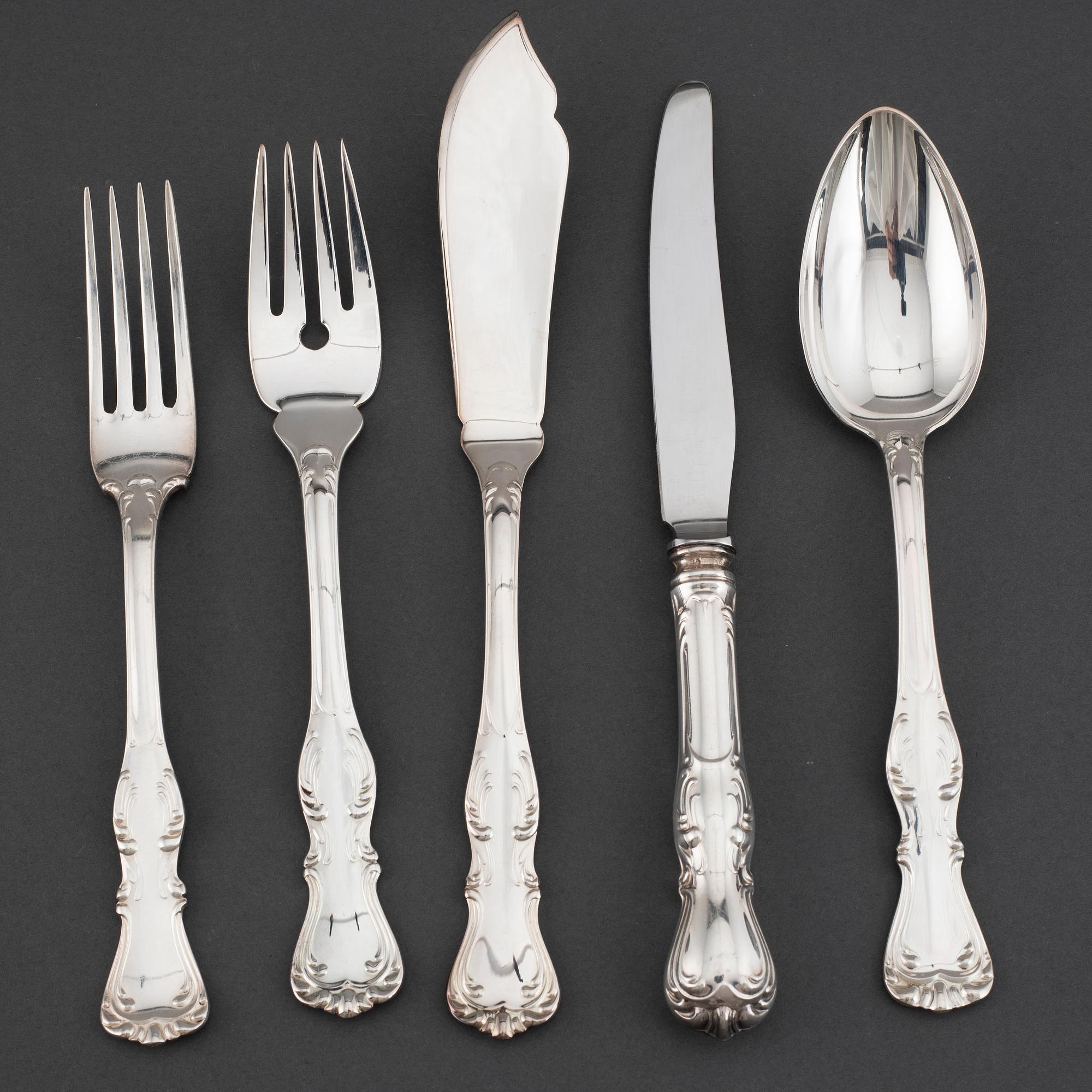 GAB, a 'Prins Albert' part silver cutlety, Stockholm, 1970/80s (53 pieces).