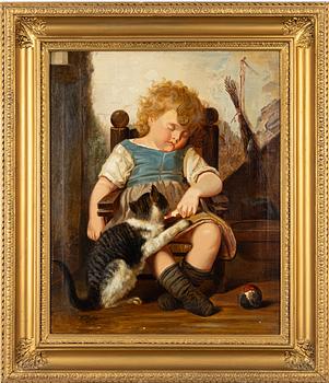 Unknown artist, 19th century, Girl with Cat.