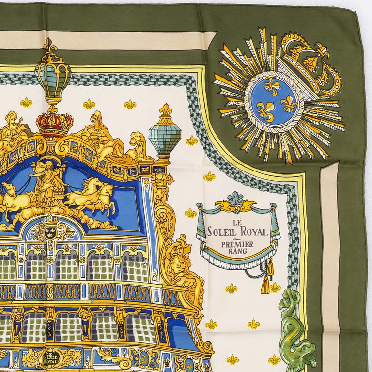 Hermès, a 'Le Soleil Royal' silk scarf.