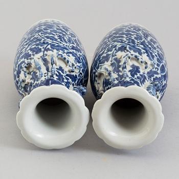 VASES, a pair, porcelain, China, late Qing Dynasty.