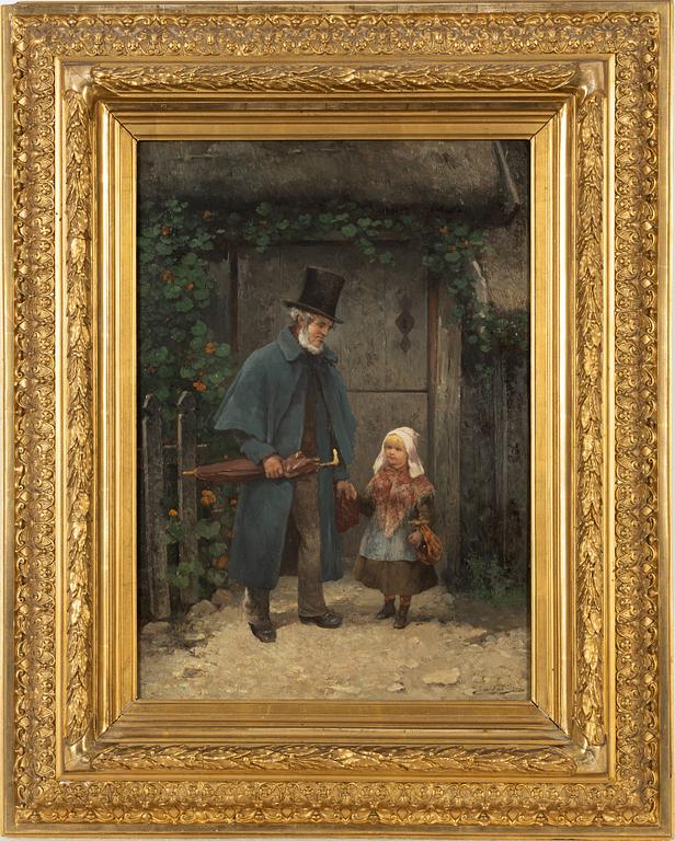 Severin Nilson, olja på pannå, signerad.