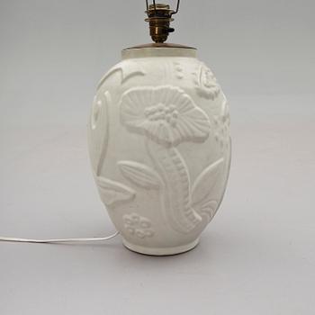 BORDSLAMPA, glaserat lergods, Anna-Lisa Thomson, Upsala Ekeby, 1900-talets mitt.