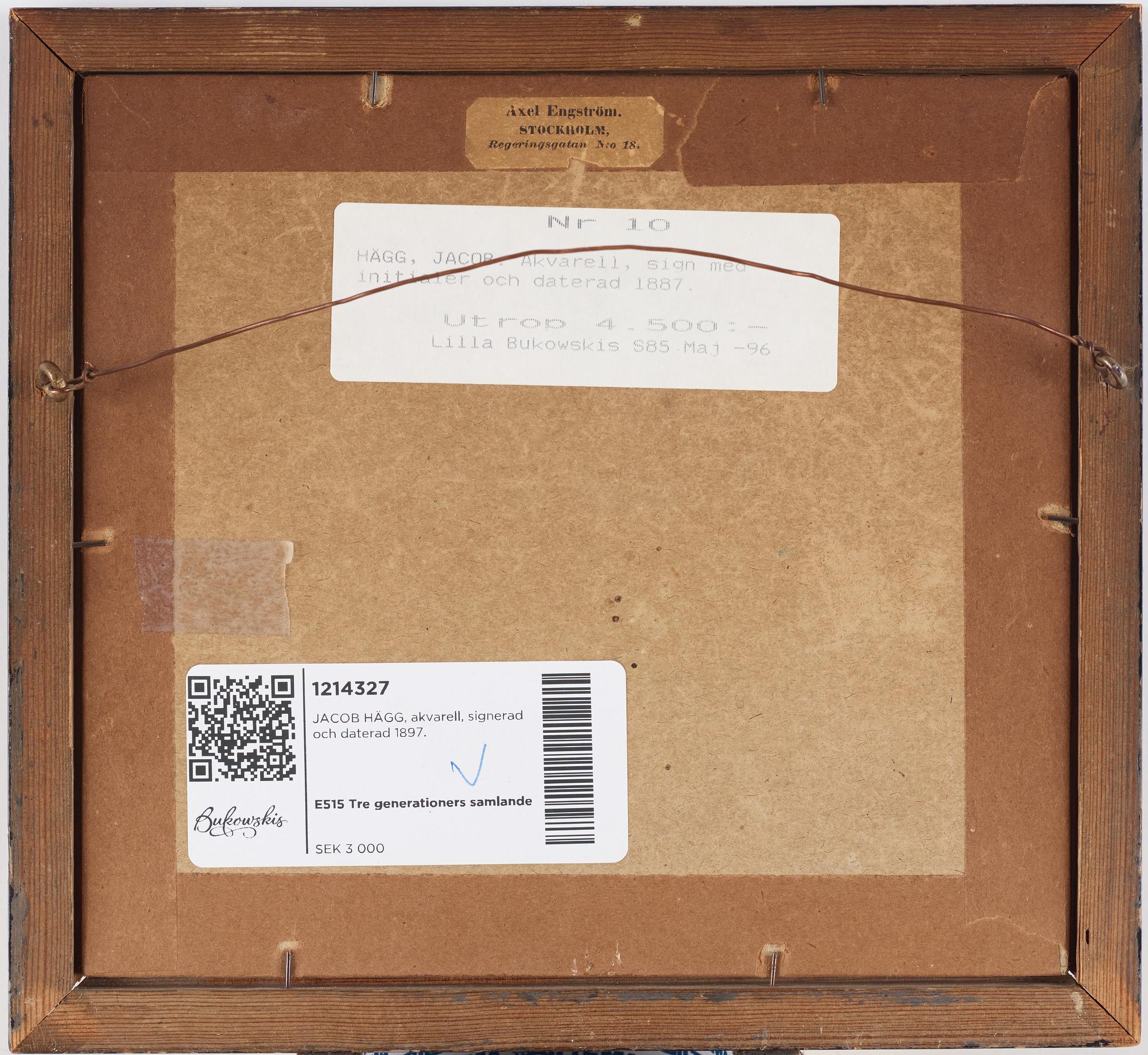 JACOB HÄGG, watercolor, signed and dated 1897.