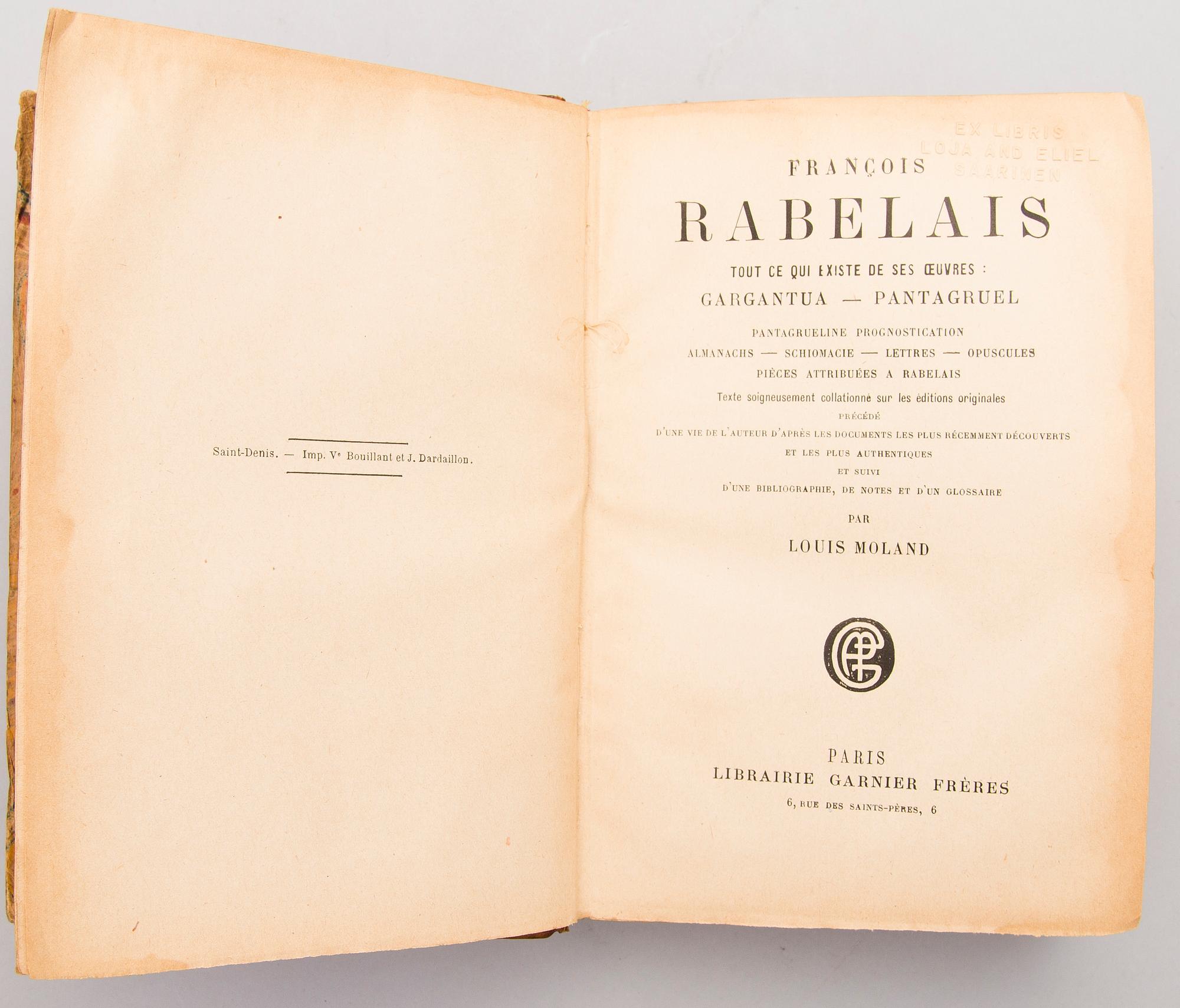 Four books of which two with Loja och Eliel Saarinen's Ex-Libris by Erik O.W. Ehrström, two given as gifts to Saarinen.