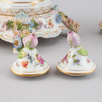 A pair of enamelled earthenware vases with covers, 20th century.