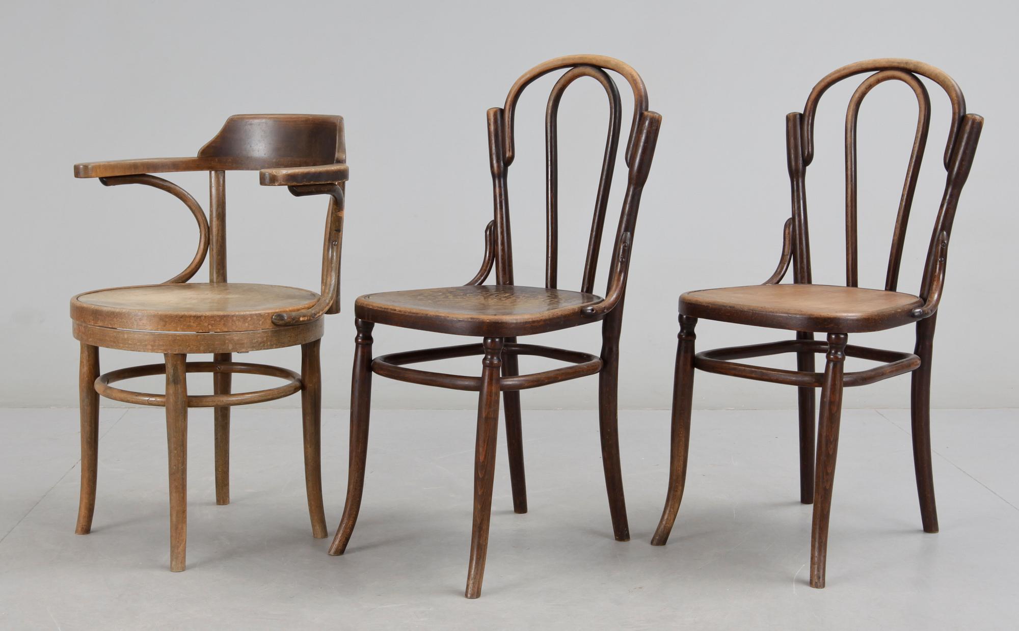 STOLAR, 2 st samt KARMSTOL, wienertyp, 1900-talets första hälft.