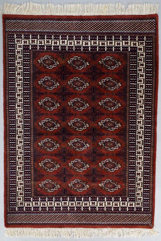 Three Afghan rugs. Ca 170x123 cm, 115x80 cm, and 117x57 cm.