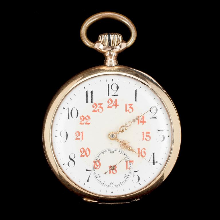 FICKUR, Omega, guld 14 k. Grand Prix, Paris 1900.